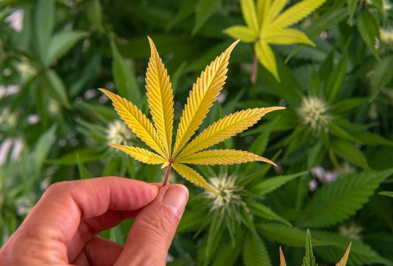 Cannabis leaves turning yellow